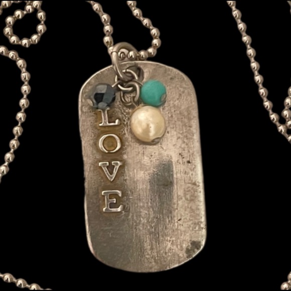 Ben Amun necklace modernist dog tag oxidized pewter - Picture 3 of 3